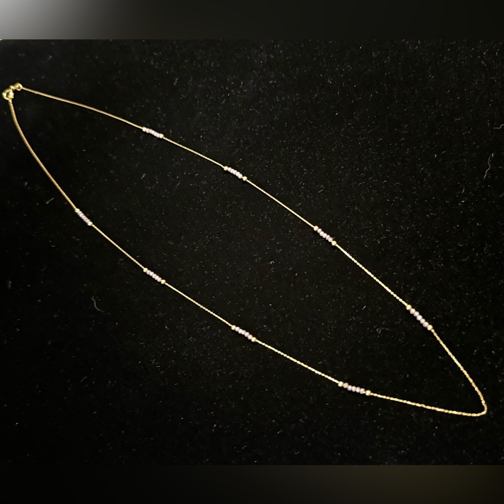 10k yellow gold amethyst bead station necklace - Picture 8 of 8